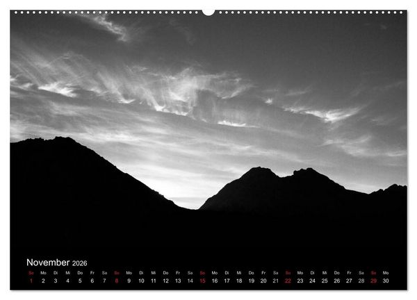 Produktbild: BERGE IN SCHWARZ WEISS (Wandkalender 2026 DIN A2 quer), CALVENDO Monatskalender