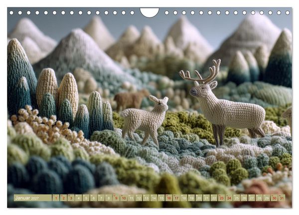 Produktbild: Textile Naturwelten. Amigurumi-&Ouml;kosysteme zZwischen Polarmeer und Savanne (Wandkalender 2027 DIN A4 quer), CALVENDO Monatskalender