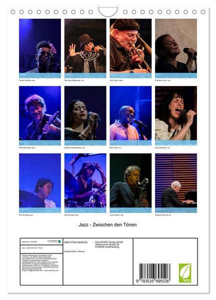 Produktbild: Jazz - Zwischen den T&ouml;nen (Wandkalender 2026 DIN A4 hoch), CALVENDO Monatskalender