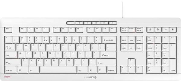 CHERRY Stream USB Tastatur US-International, QWERTY Grau-Weiß