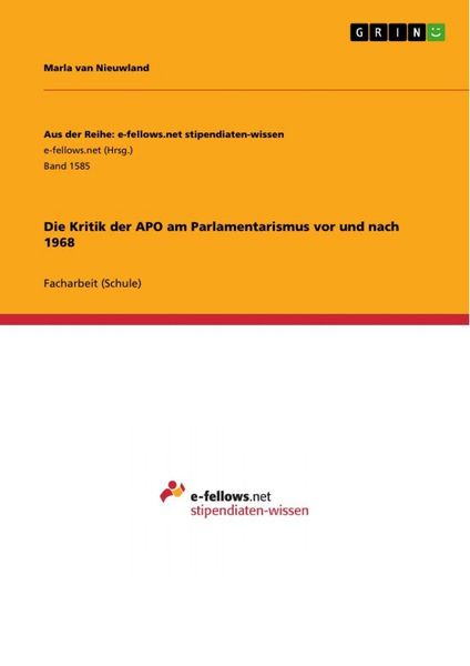 Produktbild: Die Kritik der APO am Parlamentarismus vor und nach 1968