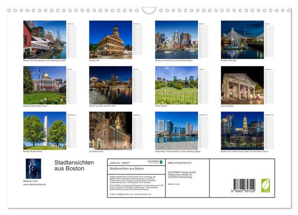 Produktbild: Stadtansichten aus Boston (Wandkalender 2026 DIN A3 quer), CALVENDO Monatskalender