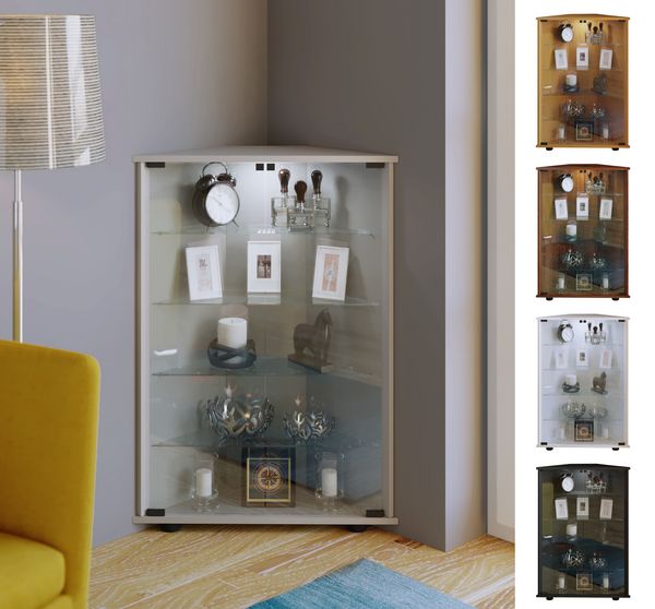 Produktbild: Holz Glas Eckvitrine Vitrine Sammelvitrine Jecka L