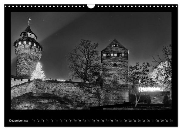 Produktbild: N&uuml;rnberg - Ansichten in schwarz und wei&szlig; (Wandkalender 2026 DIN A3 quer), CALVENDO Monatskalender