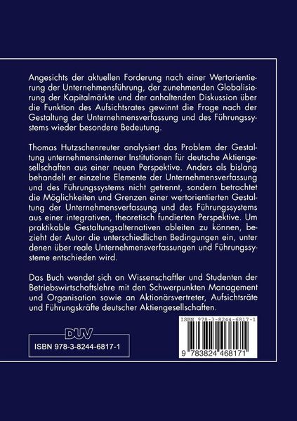 Produktbild: Unternehmensverfassung und F&uuml;hrungssystem