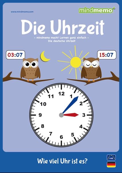 Produktbild: mindmemo Lernfolder - Die Uhrzeit - Grundschule - Zusammenfassung