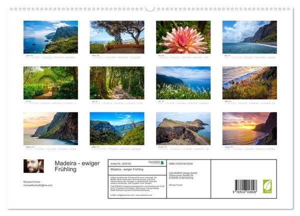 Produktbild: Madeira - ewiger Fr&uuml;hling (hochwertiger Premium Wandkalender 2026 DIN A2 quer), Kunstdruck in Hochglanz