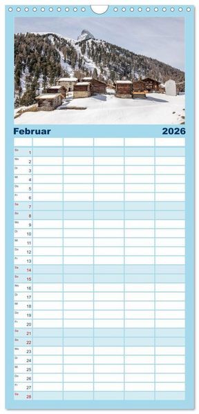 Produktbild: Familienplaner 2026 - Matterhorn - Eiger, M&ouml;nch und Jungfrau: Rund um die zeitlosen Gipfel mit 5 Spalten (Wandkalender, 21 x 45 cm) CALVENDO
