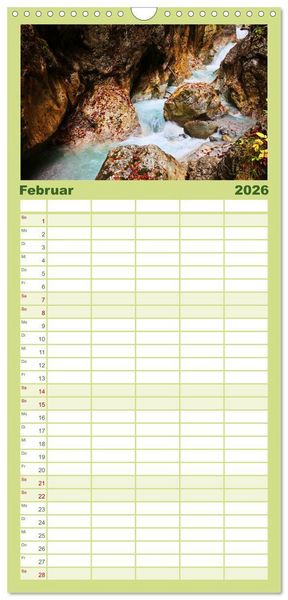 Produktbild: Familienplaner 2026 - Naturschauspiel Zillertaler Wasser mit 5 Spalten (Wandkalender, 21 x 45 cm) CALVENDO
