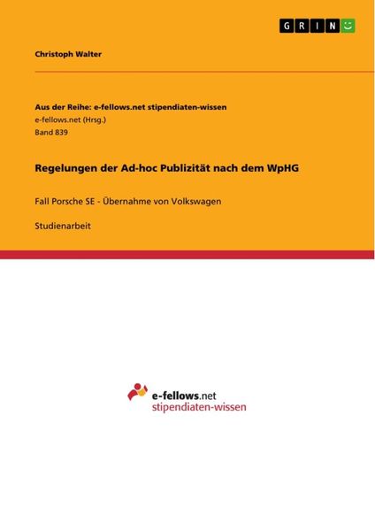 Produktbild: Regelungen der Ad-hoc Publizit&auml;t nach dem WpHG