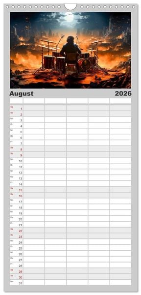 Produktbild: Familienplaner 2026 - Schlagzeug ewige Liebe live mit 5 Spalten (Wandkalender, 21 x 45 cm) CALVENDO
