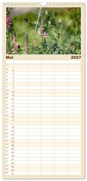 Produktbild: Familienplaner 2027 - Hummelflug mit 5 Spalten (Wandkalender, 21 x 45 cm) CALVENDO