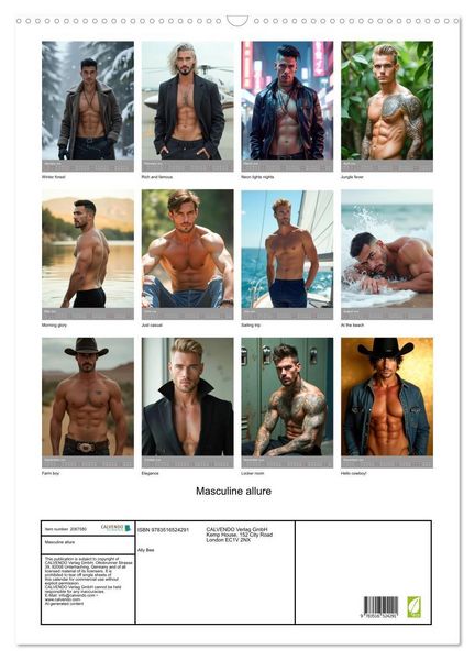 Produktbild: Masculine allure (Wall Calendar 2026 DIN A2 portrait), CALVENDO 12 Month Wall Calendar