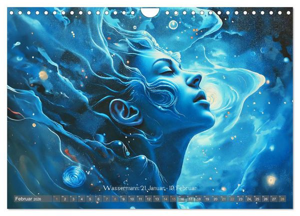 Produktbild: Sternzeichen-Kalender - Galaktische Portr&auml;ts mit Datum (Wandkalender 2026 DIN A4 quer), CALVENDO Monatskalender