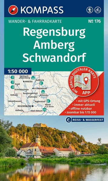 Produktbild: KOMPASS Wanderkarte 176 Regensburg, Amberg, Schwandorf 1:50.000
