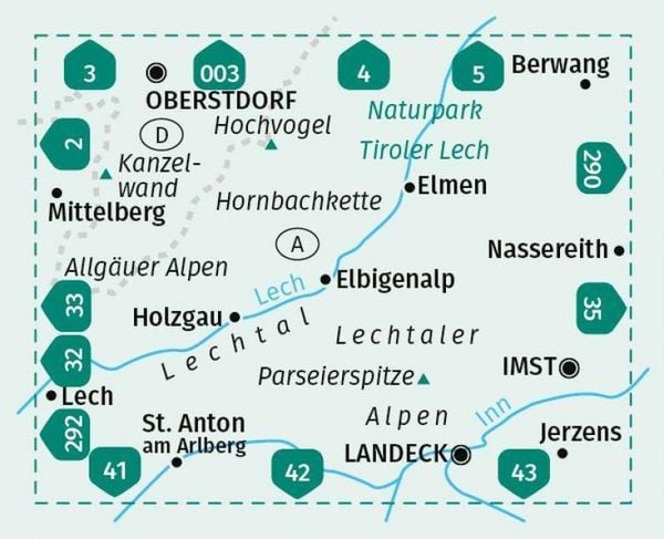 Produktbild: KOMPASS Wanderkarte 24 Lechtaler Alpen, Hornbachkette 1:50.000
