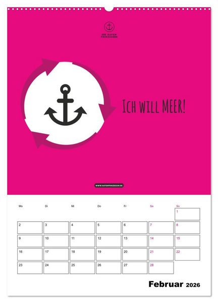 Produktbild: hafenprinzessin: Ankertr&auml;ume & Meer - Der moderne Zitate-Wandkalender f&uuml;r maritime Lebensmomente! (Wandkalender 2026 DIN A2 hoch), CALVENDO Monatskalender