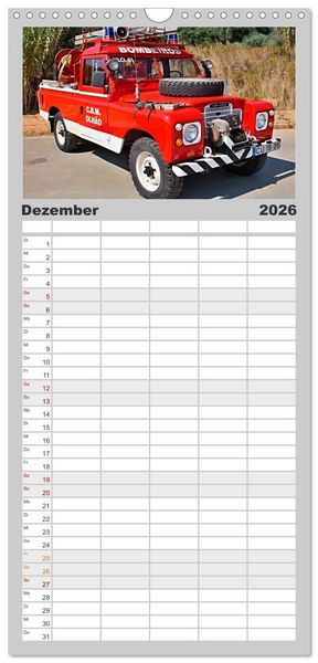 Produktbild: Familienplaner 2026 - Feuerwehrautos mit 5 Spalten (Wandkalender, 21 x 45 cm) CALVENDO