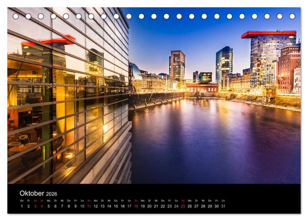 Produktbild: D&uuml;sseldorf bei Nacht (Tischkalender 2026 DIN A5 quer), CALVENDO Monatskalender