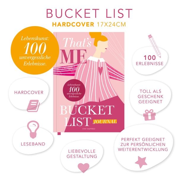 Produktbild: That&rsquo;s Me Bucket List | Das ultimative Bucket List Buch f&uuml;r ein erf&uuml;lltes Leben | Das Ausf&uuml;llbuch f&uuml;r 100 unvergessliche Erlebnisse und Momente | 100 Dinge, die man im Leben getan haben muss