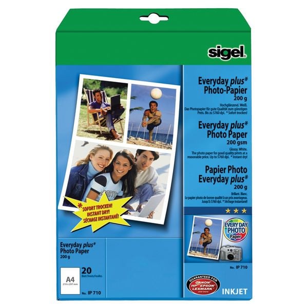 SIGEL Inkjet Fotopapier Everyday, hochglänzend, weiss, A4 200 g/m2