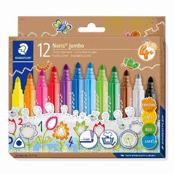 Produktbild: STAEDTLER Noris Schreib- und Zeichbedarf Noris jumbo 328-B Dreikantiger jumbo Fasermaler, 12er Set