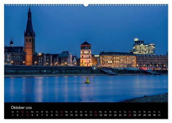 Produktbild: D&uuml;sseldorf - Ansichten am Abend (hochwertiger Premium Wandkalender 2026 DIN A2 quer), Kunstdruck in Hochglanz