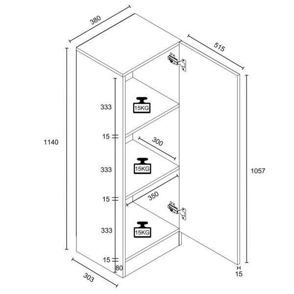 Produktbild: Mehrzweckschrank B&uuml;ro Wohnzimmer Dilos 114 x 38 cm