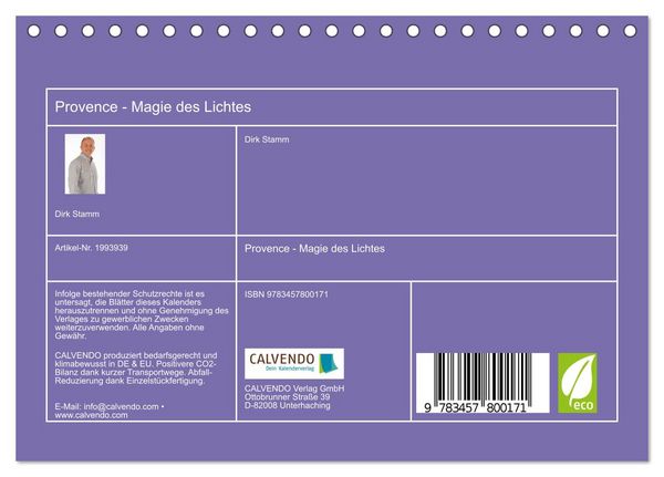 Produktbild: Provence - Magie des Lichtes (Tischkalender 2026 DIN A5 quer), CALVENDO Monatskalender