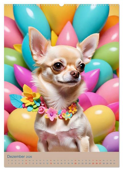 Produktbild: Chihuahuas. Kunstvolle Portr&auml;ts der kleinen Hunde (hochwertiger Premium Wandkalender 2026 DIN A2 hoch), Kunstdruck in Hochglanz