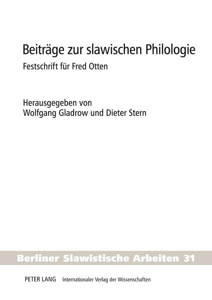 Beiträge zur slawischen Philologie, Taschenbuch von , Peter Lang GmbH, Internationaler Verlag der Wissenschaften, 9783631561805