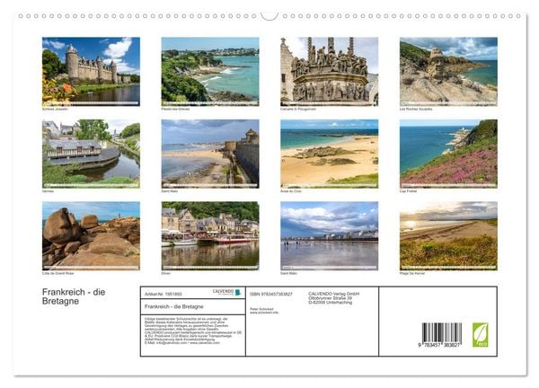 Produktbild: Frankreich - die Bretagne (hochwertiger Premium Wandkalender 2026 DIN A2 quer), Kunstdruck in Hochglanz