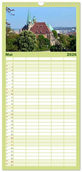 Produktbild: Familienplaner 2026 - Willkommen in ERFURT mit 5 Spalten (Wandkalender, 21 x 45 cm) CALVENDO