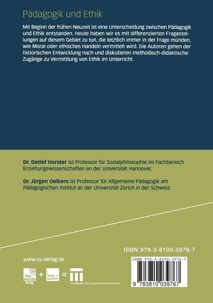 Produktbild: P&auml;dagogik und Ethik