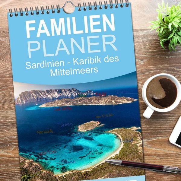 Produktbild: Familienplaner 2026 - Sardinien - Karibik des Mittelmeers mit 5 Spalten (Wandkalender, 21 x 45 cm) CALVENDO