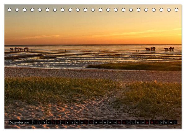 Produktbild: Sonnenunterg&auml;nge, an der Nordseek&uuml;ste vor Cuxhaven (Tischkalender 2026 DIN A5 quer), CALVENDO Monatskalender
