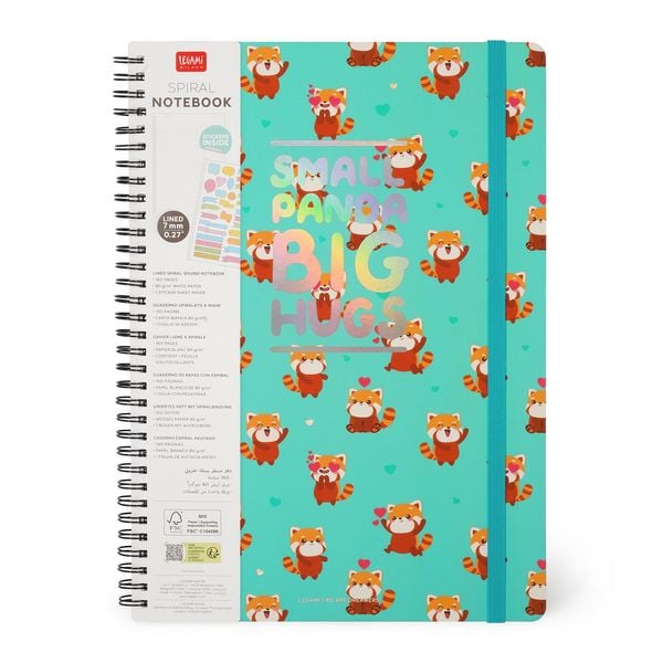 Produktbild: Legami Notizbuch liniert mit Spiralbindung - Maxi - Roter Panda