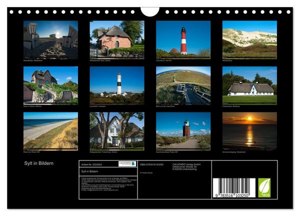 Produktbild: Sylt in Bildern (Wandkalender 2026 DIN A4 quer), CALVENDO Monatskalender