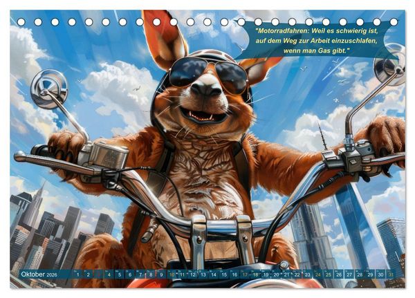 Produktbild: Tierisch lustige Motorradfahrer (Tischkalender 2026 DIN A5 quer), CALVENDO Monatskalender