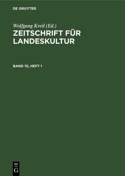 Produktbild: Zeitschrift f&uuml;r Landeskultur. Band 10, Heft 1