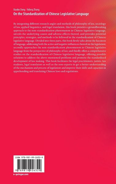 Produktbild: On the Standardization of Chinese Legislative Language