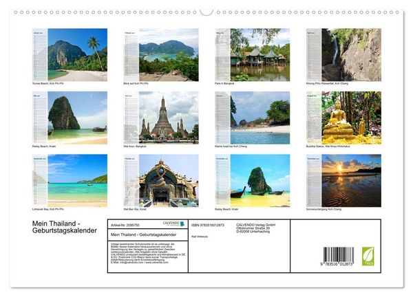 Produktbild: Mein Thailand - Geburtstagskalender (hochwertiger Premium Wandkalender 2026 DIN A2 quer), Kunstdruck in Hochglanz