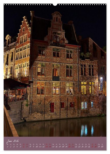 Produktbild: D&auml;mmerung in Gent und Br&uuml;gge (hochwertiger Premium Wandkalender 2026 DIN A2 hoch), Kunstdruck in Hochglanz