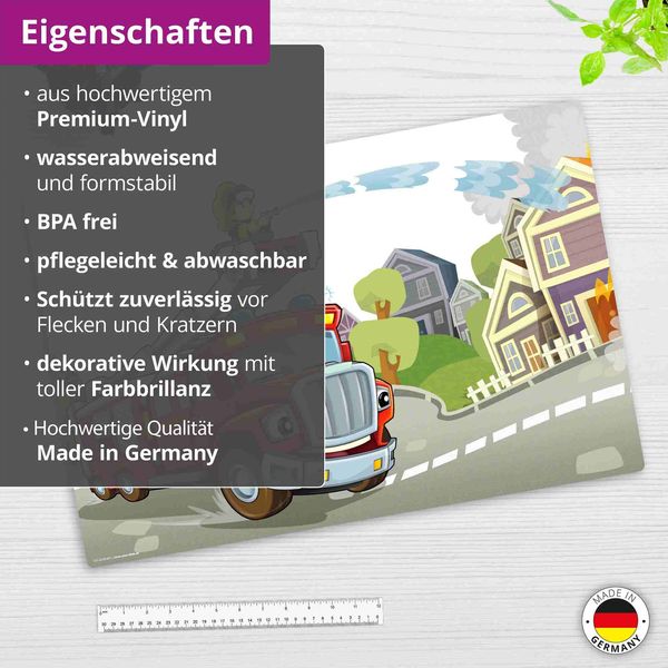 Produktbild: Cover-your-desk Schreibtischunterlage f&uuml;r Kinder und Erwachsene Feuerwehrauto im Einsatz, aus hochwertigem Vinyl , 60 x 40 cm