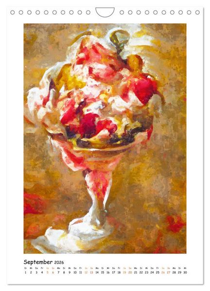 Produktbild: Eisbecher-Tr&auml;ume - Kunstvoll gemalte Eiskreationen in Acryl (Wandkalender 2026 DIN A4 hoch), CALVENDO Monatskalender