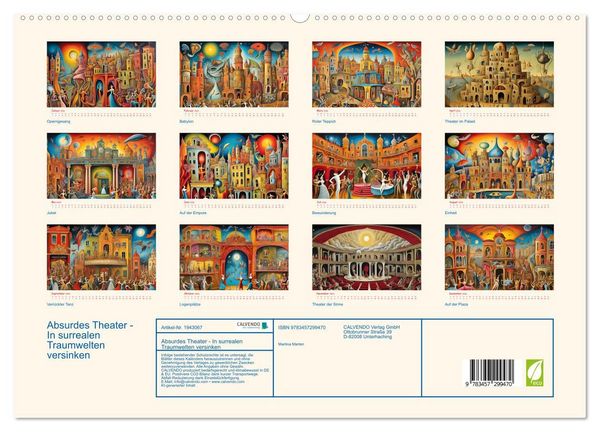 Produktbild: Absurdes Theater - In surrealen Traumwelten versinken (hochwertiger Premium Wandkalender 2026 DIN A2 quer), Kunstdruck in Hochglanz