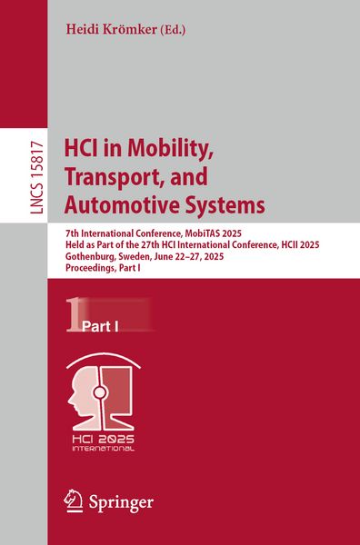 Produktbild: HCI in Mobility, Transport, and Automotive Systems