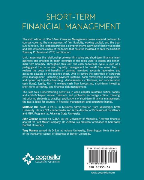 Produktbild: Short-Term Financial Management