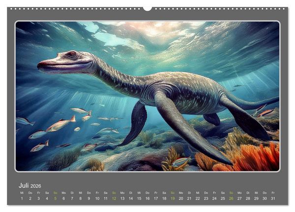 Produktbild: Riesenechsen der Urzeit (Wandkalender 2026 DIN A2 quer), CALVENDO Monatskalender