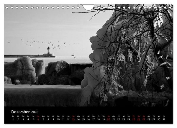 Produktbild: R&uuml;gen in schwarz-wei&szlig; (Wandkalender 2026 DIN A4 quer), CALVENDO Monatskalender